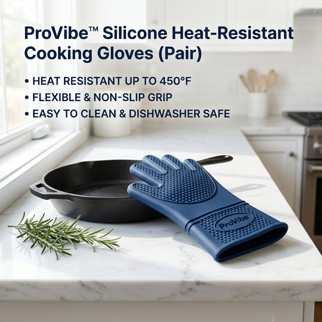 ProVibe™ Silicone Heat-Resistant Cooking Gloves (Pair)